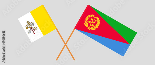 Crossed flags of Vatican and Eritrea. Official colors. Correct proportion