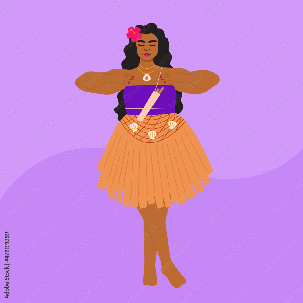 Fototapeta premium llustration of woman performing traditional CHamoru dance