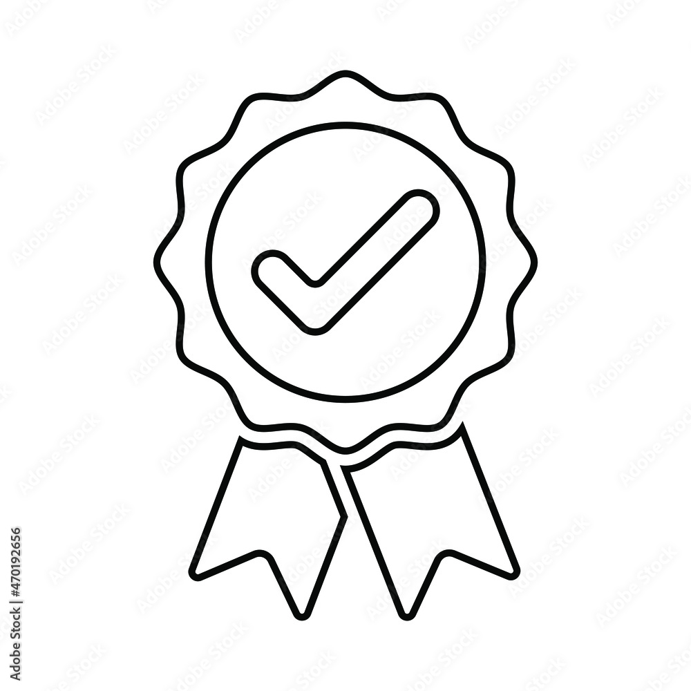 Black ribbon approved badge icon vector illustration award medal symbol Black ribbon approved badge icon vector illustration award medal symbol