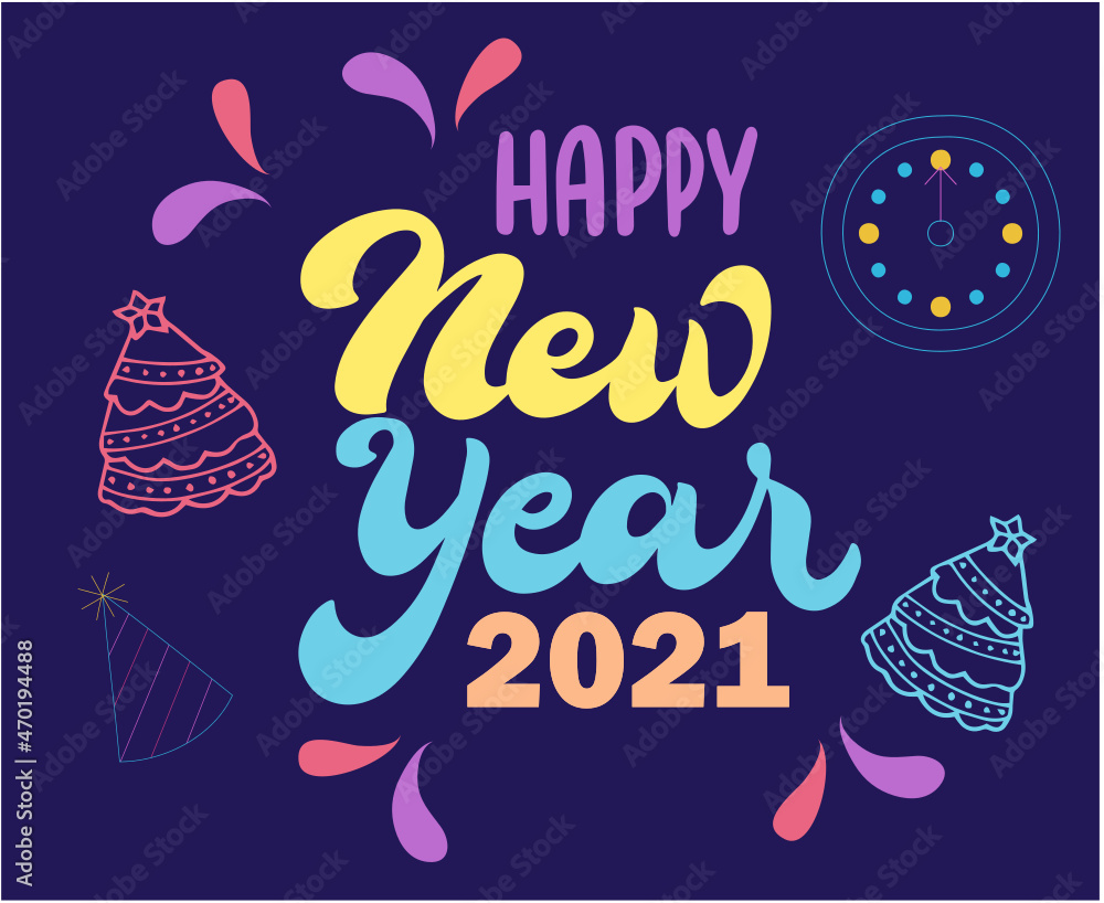 Happy New Year 2022 Holiday Abstract Vector Colorful Illustration With Blue Background