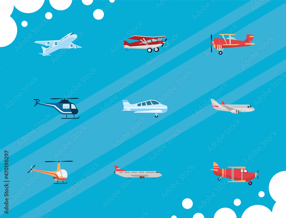 nine air transport icons