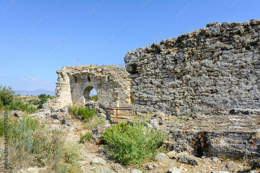 Ruins of a Byzantine hospital in Side. Turkey. Ruins of the antique Side Ruins of a Byzantine hospital in Side. Turkey. Ruins of the antique Side