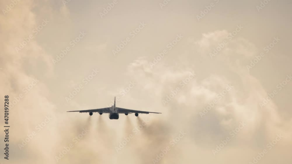 Departing four-engine aircraft Departing four-engine aircraft