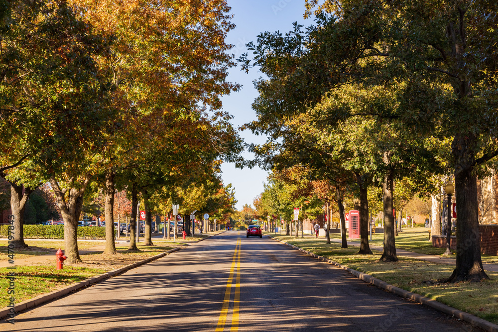 Beautiful fall color view of the campus of Univeristy of Oklahoma Beautiful fall color view of the campus of Univeristy of Oklahoma