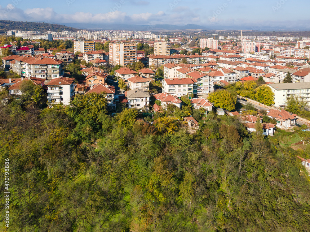 Obraz premium Aerial view of center of town of Lovech, Bulgaria