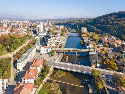 Aerial view of center of town of Lovech, Bulgaria © Stoyan Haytov