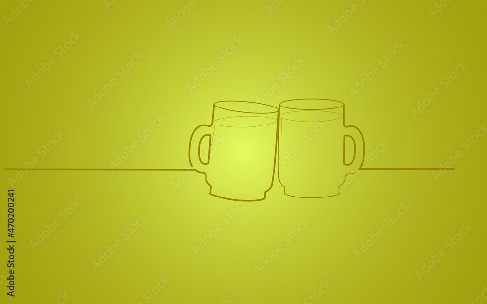 Two beer glasses cheers isolated on background. For web site, poster, placard, party card and ad. Useful for advertisment, marketing and advert. Creative modern concept, vector illustration Two beer glasses cheers isolated on background. For web site, poster, placard, party card and ad. Useful for advertisment, marketing and advert. Creative modern concept, vector illustration