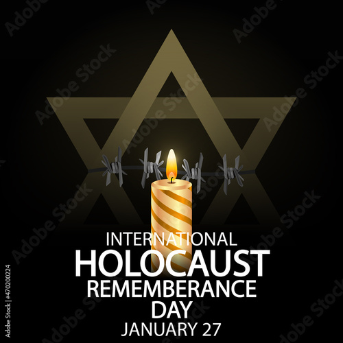 International day of remembrance for the victims of the holocaust star of da, vector art illustration.