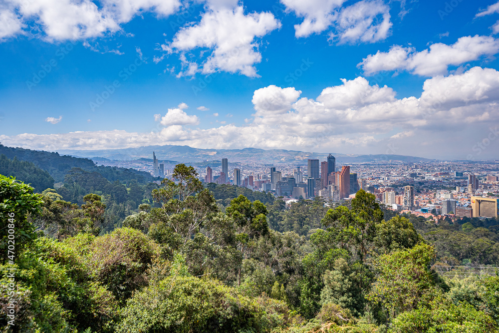 Fototapeta premium Panoramic view of the city of Bogota from the eastern hills.