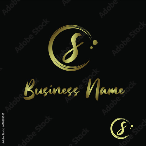 Initial s Letter with circle paintbrush for Cosmetic, boutique, make up, jewelry, spa and massage, salon, soap homemade, Handcraft Business Logo Vector Concept