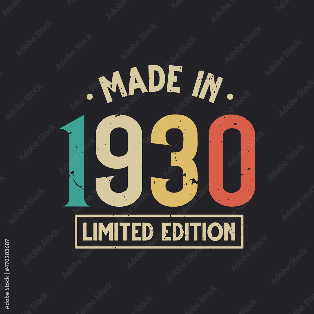 Vintage 1930 birthday, Made in 1930 Limited Edition