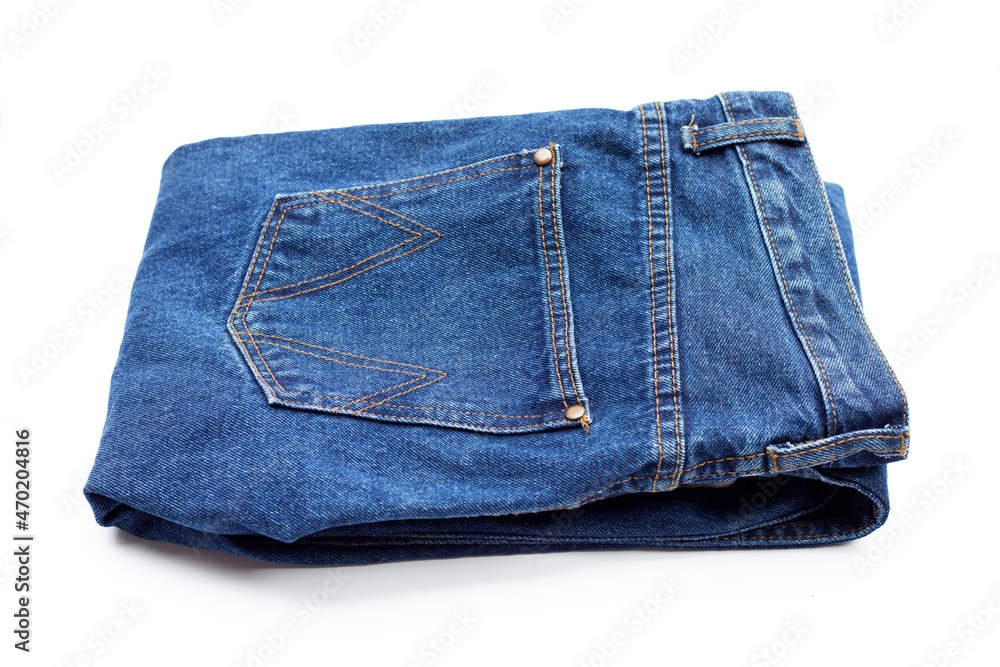 Blue jeans on white background Blue jeans on white background
