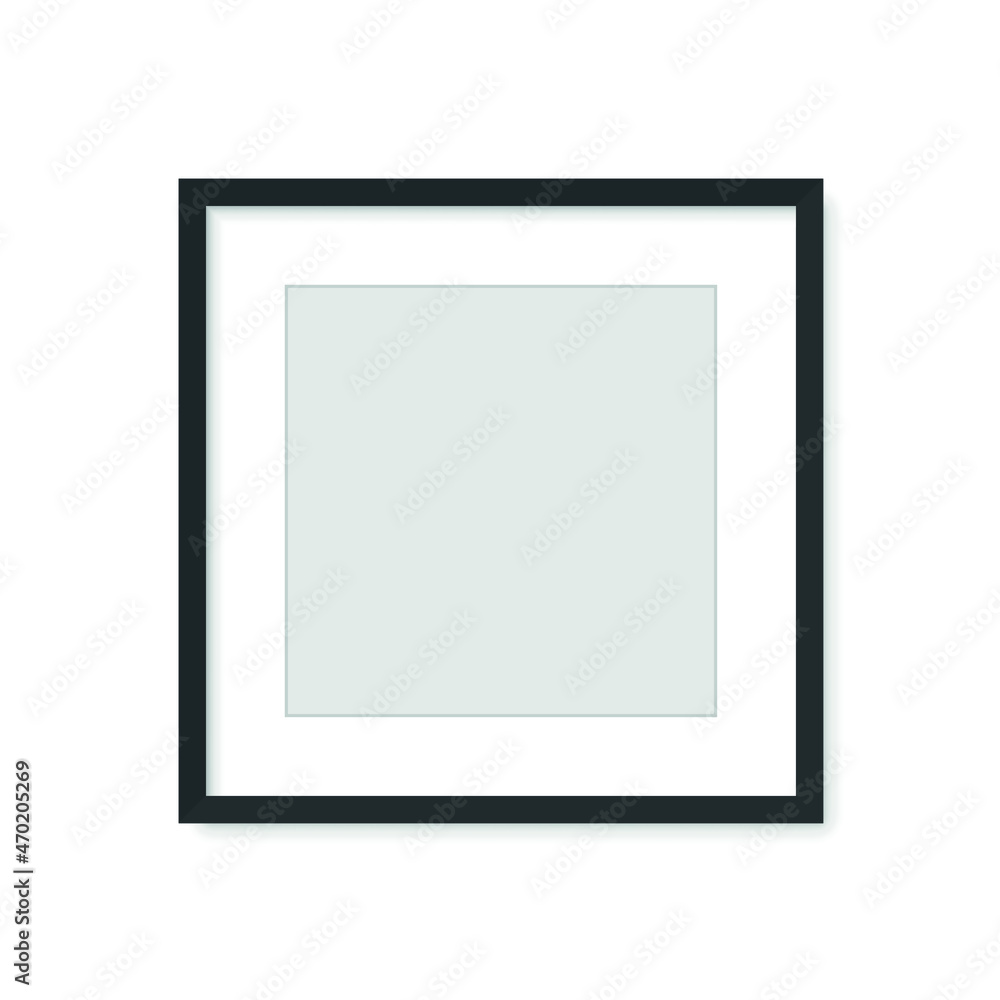 Photo picture frame on wall, vector white mockup or empty poster. Empty photo frame mockup for pictures or photograph, realistic 3D blank template. Vector illustration Photo picture frame on wall, vector white mockup or empty poster. Empty photo frame mockup for pictures or photograph, realistic 3D blank template. Vector illustration
