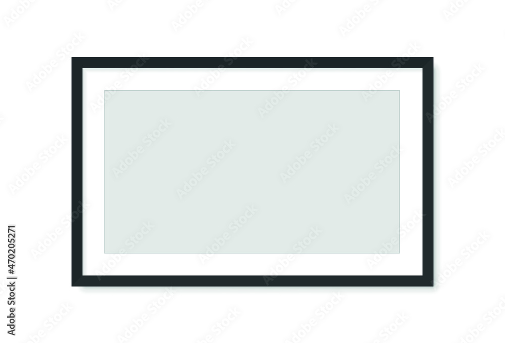 Photo picture frame on wall, vector white mockup or empty poster. Empty photo frame mockup for pictures or photograph, realistic 3D blank template. Vector illustration Photo picture frame on wall, vector white mockup or empty poster. Empty photo frame mockup for pictures or photograph, realistic 3D blank template. Vector illustration