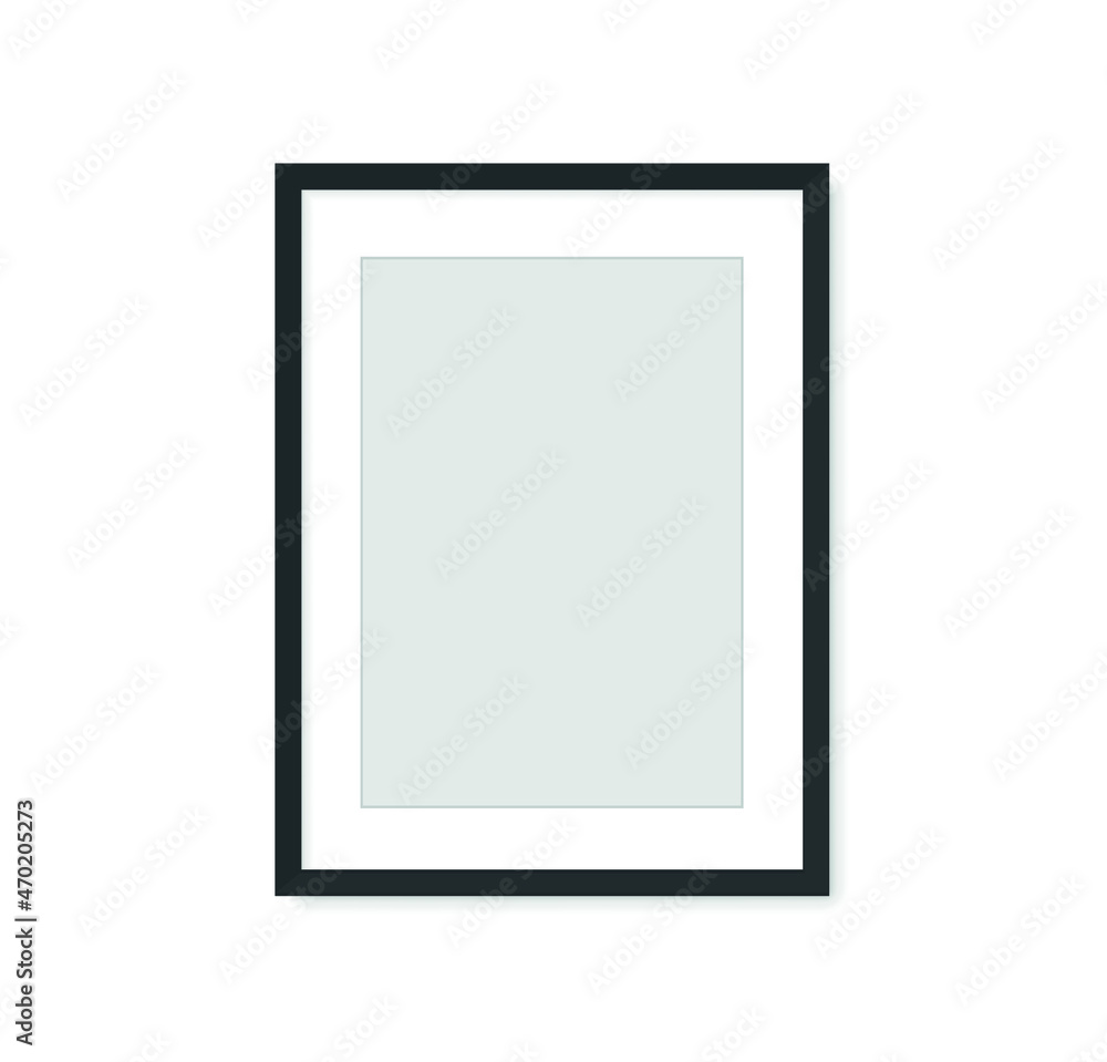 Photo picture frame on wall, vector white mockup or empty poster. Empty photo frame mockup for pictures or photograph, realistic 3D blank template. Vector illustration Photo picture frame on wall, vector white mockup or empty poster. Empty photo frame mockup for pictures or photograph, realistic 3D blank template. Vector illustration