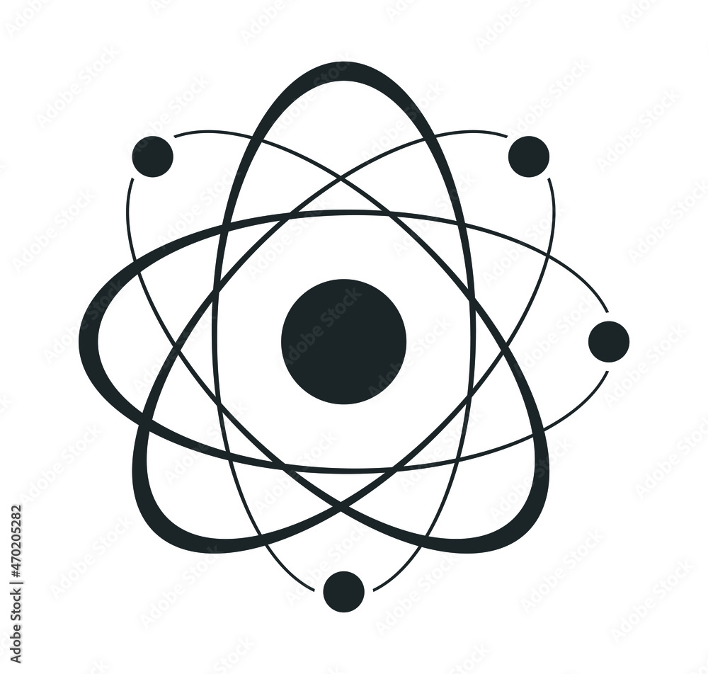 Atom icon in flat design. Set molecule symbol or atom symbol isolated. Vector illustration Atom icon in flat design. Set molecule symbol or atom symbol isolated. Vector illustration