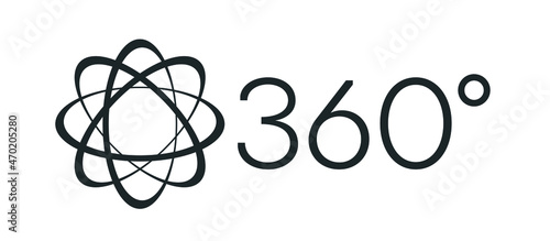 Icon vector of 360-degree app for 360-area view and circular arrows in basic shape. Vector illustration