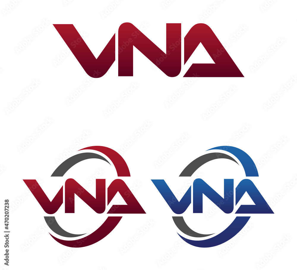 Modern 3 Letters Initial logo Vector Swoosh Red Blue VNA Modern 3 Letters Initial logo Vector Swoosh Red Blue VNA