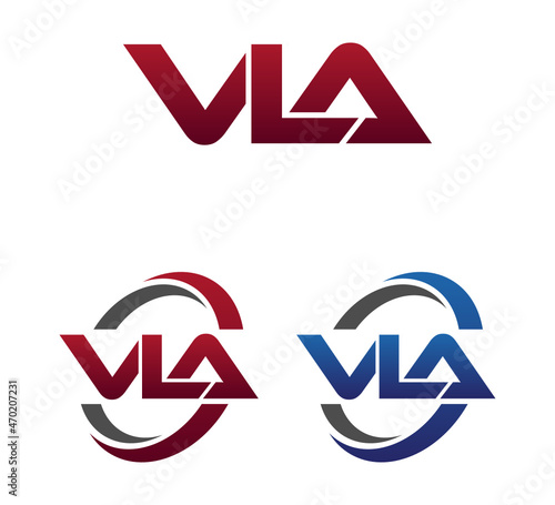 Modern 3 Letters Initial logo Vector Swoosh Red Blue VLA