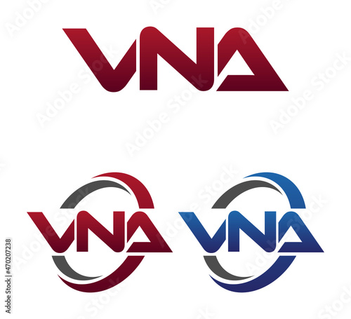 Modern 3 Letters Initial logo Vector Swoosh Red Blue VNA