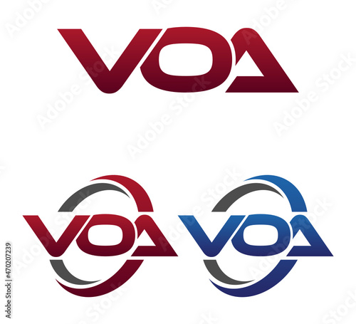 Modern 3 Letters Initial logo Vector Swoosh Red Blue VOA photo