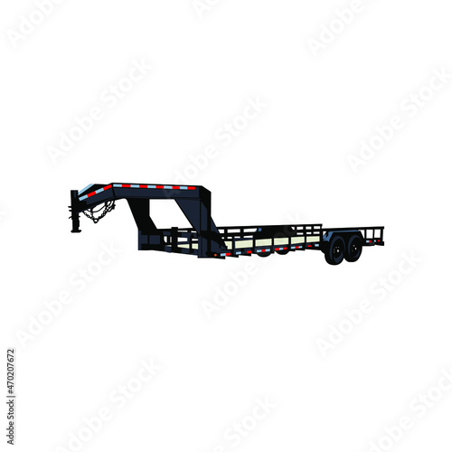 Illustration Vector Graphic of Flat Deck Trailer 