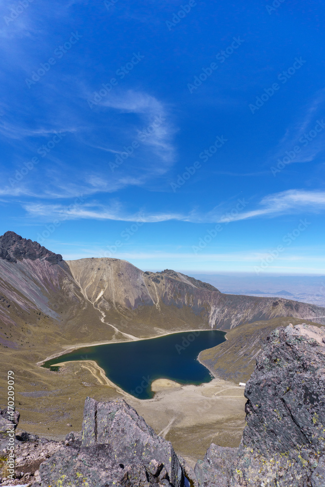 Nevado de Toluca volcano with lakes inside the crater