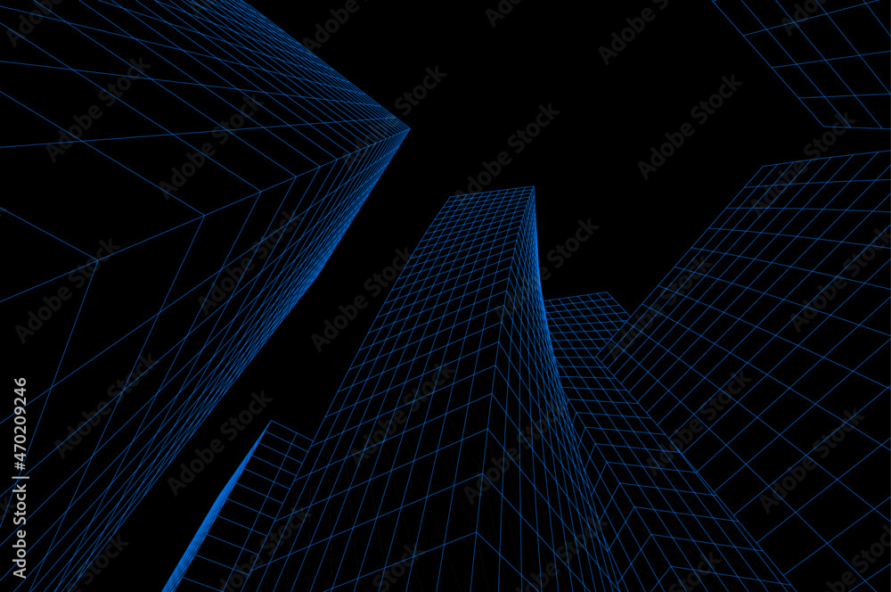 Fototapeta premium architecture digital drawing vector illustration