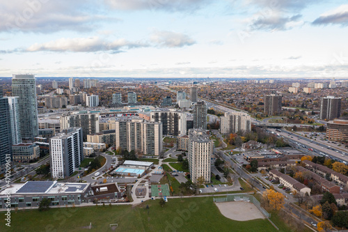 Photography drone view of apartment buildings by parkway Forrest Fairview mall the  don vall