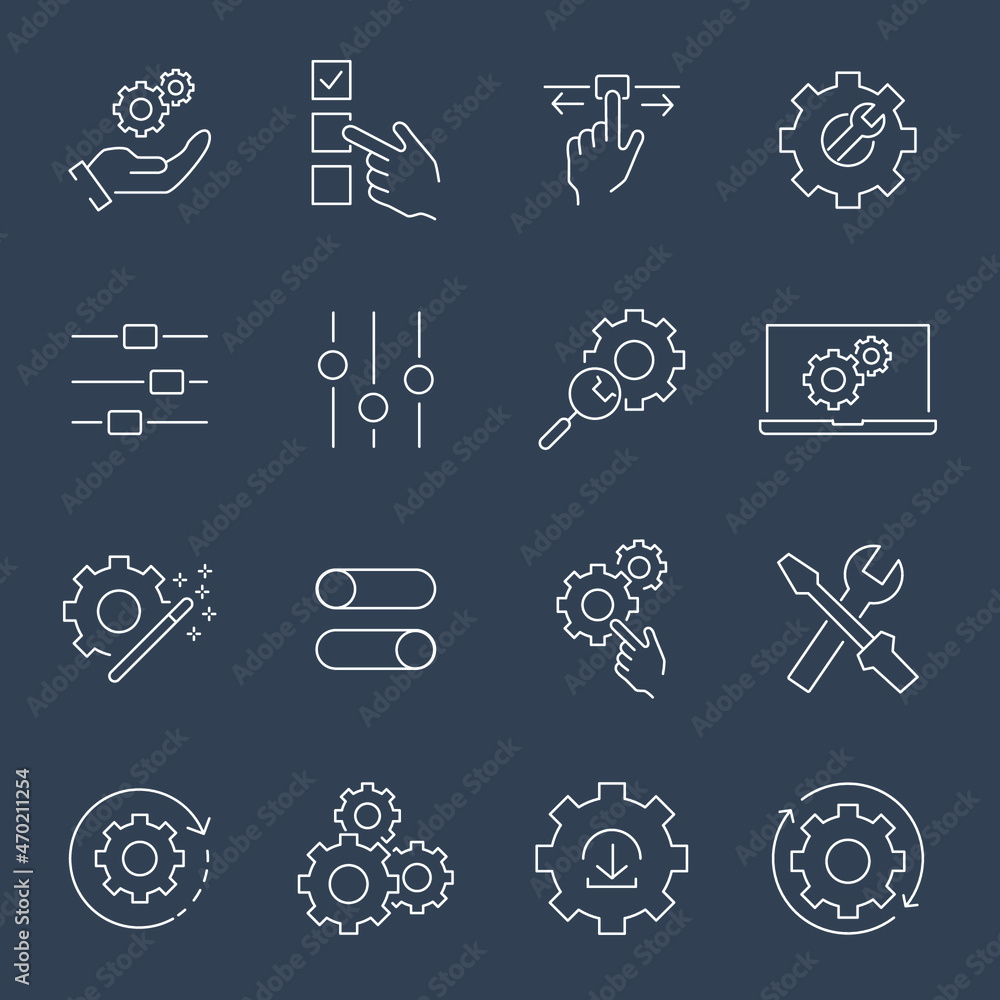 Setup and Setting icons set.Setup and Setting pack symbol vector elements for infographic web Setup and Setting icons set.Setup and Setting pack symbol vector elements for infographic web
