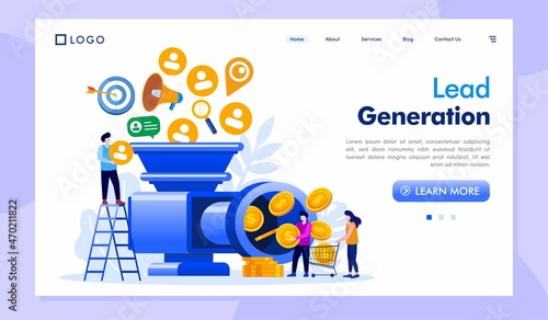 Lead generation landing page website illustration vector flat design 