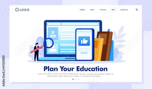 Plan your education landing page website illustration vector flat design template