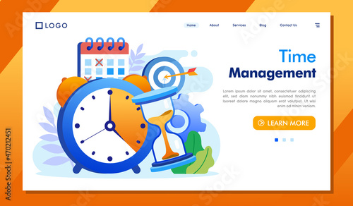 Business time management, deadline concept, planner, flat vector illustration banner	
