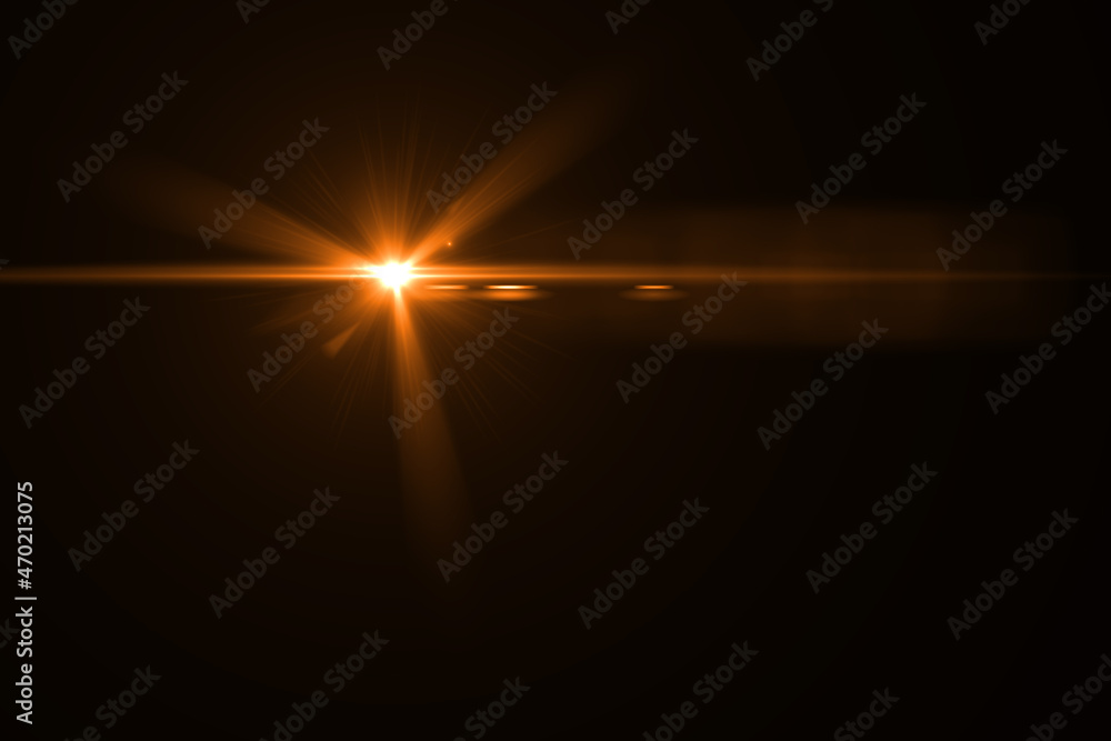Fototapeta premium Beautiful optical lens flare effect on black blackground