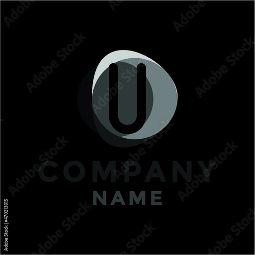 U initial circle greey logo vector image photo