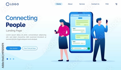 Connecting people landing page website illustration vector template  © yelosmiley