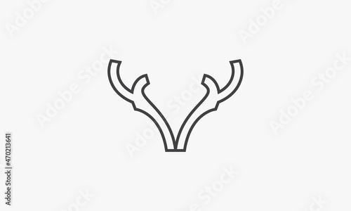 line icon simple antler isolated on white background.