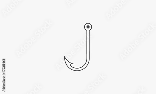 line icon fishhook isolated on white background.