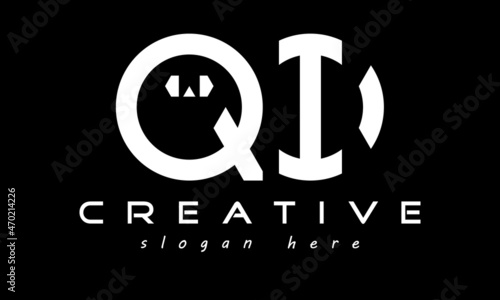 circle QI geometric monogram letters logo design vector, business logo, icon shape logo, rectangle squire polygon letters modern unique minimalist creative logo design, vector template