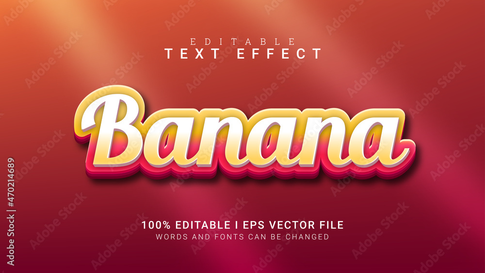 banana editable text effect vector illustration