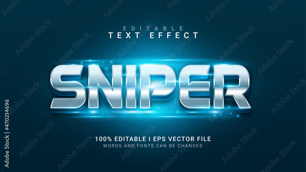 sniper editable text effect vector illustration