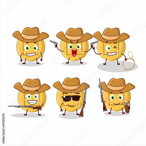 Cool cowboy dalgona candy square cartoon character with a cute hat