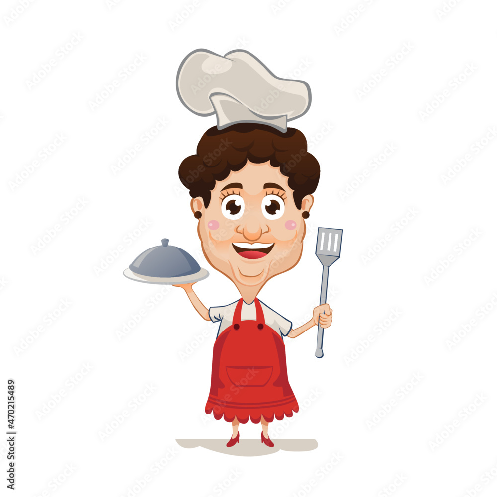 Old Women Chef with a spatula for your mascot business food