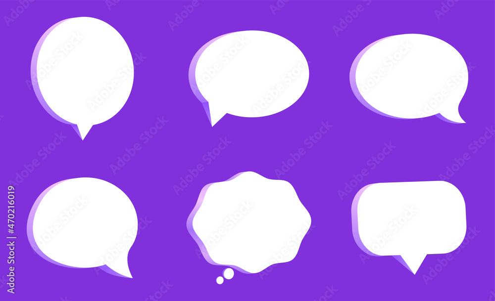 3d purple speech bubble chat icon collection set poster and sticker concept Banner. concept of social media messages. 3d render illustration 3d purple speech bubble chat icon collection set poster and sticker concept Banner. concept of social media messages. 3d render illustration