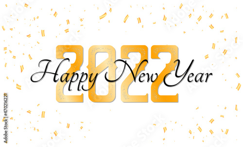 2022 HAPPY NEW YEAR script text hand lettering. Design template Celebration typography poster, banner or greeting card for Merry Christmas and happy new year. Vector Illustration