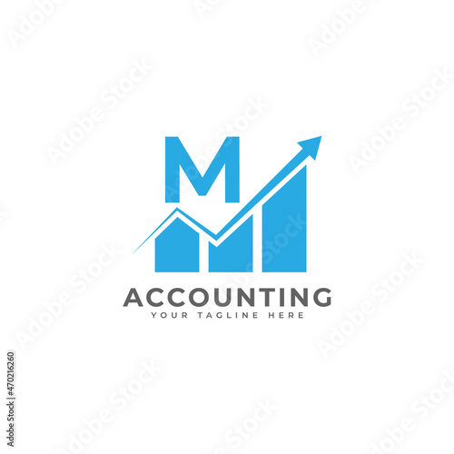 Initial Letter M Chart Bar Finance Logo Design Inspiration