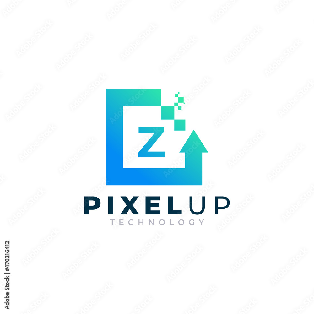 Obraz premium Initial Letter Z with Arrow Pixel Logo Design Inspiration
