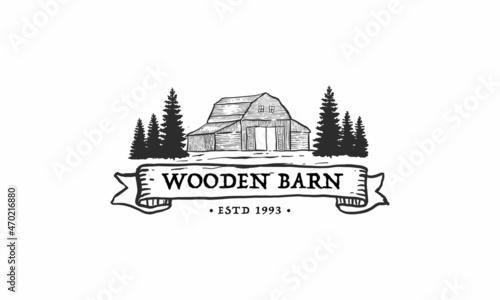 barn house wood logo vector illustration design graphic