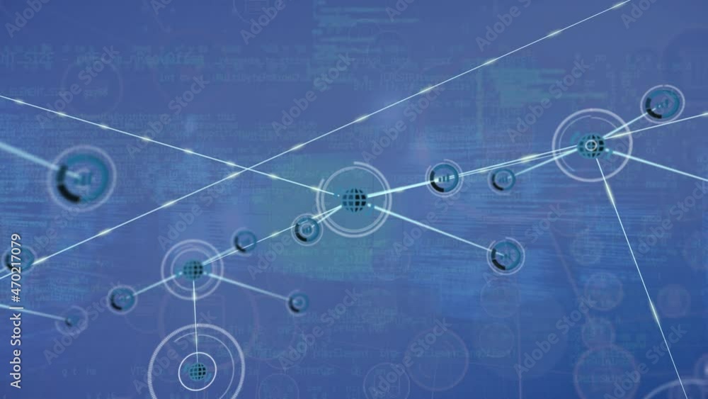 Animation of network of connections with digital icons Animation of network of connections with digital icons