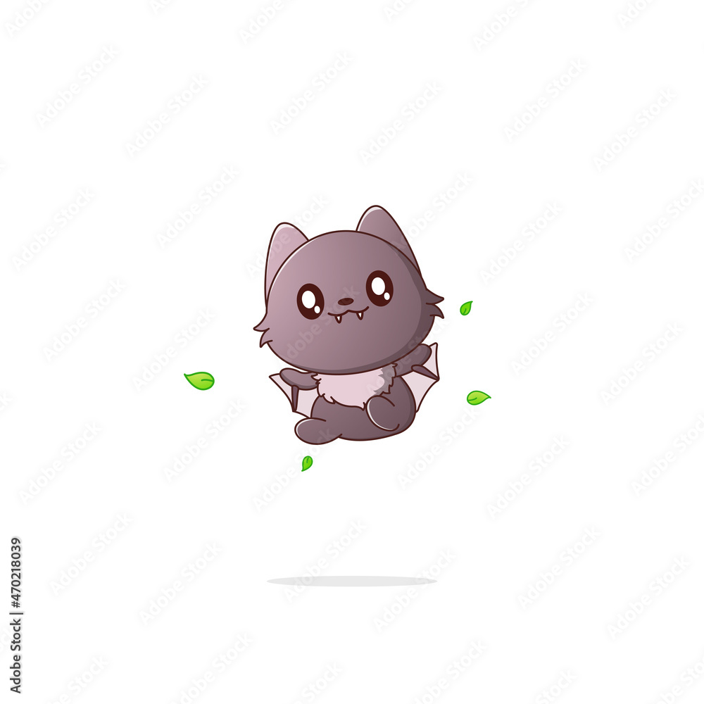 Cute flying bat mascot vector illustration.